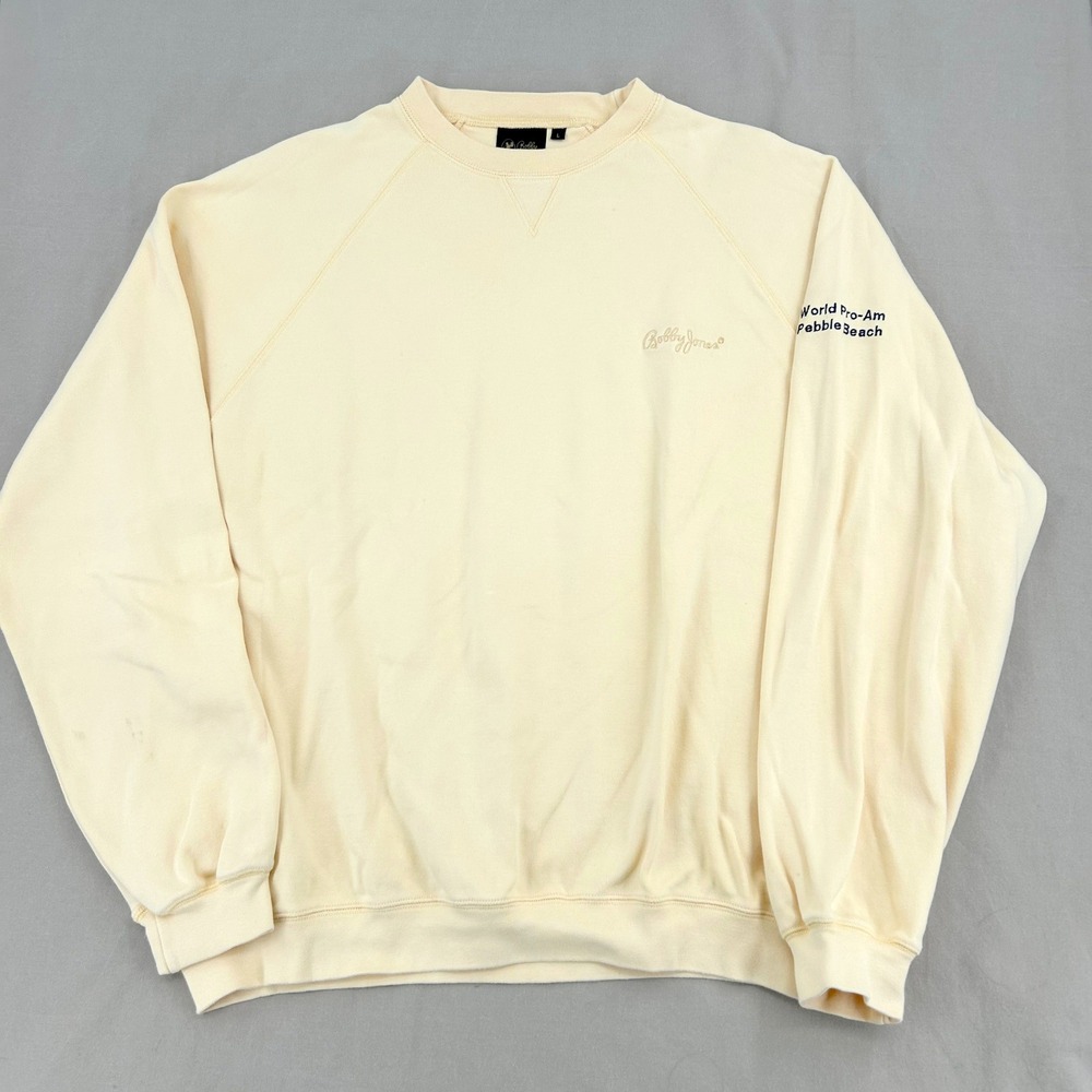 Bobby Jones Sweatshirt Mens Large Yellow Pebble Beach World Pro-Am Golf Prep